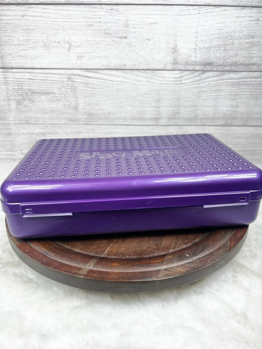 Vintage Large Spacemaker Pencil Pen Box Purple Plastic Storage Case 90s USA